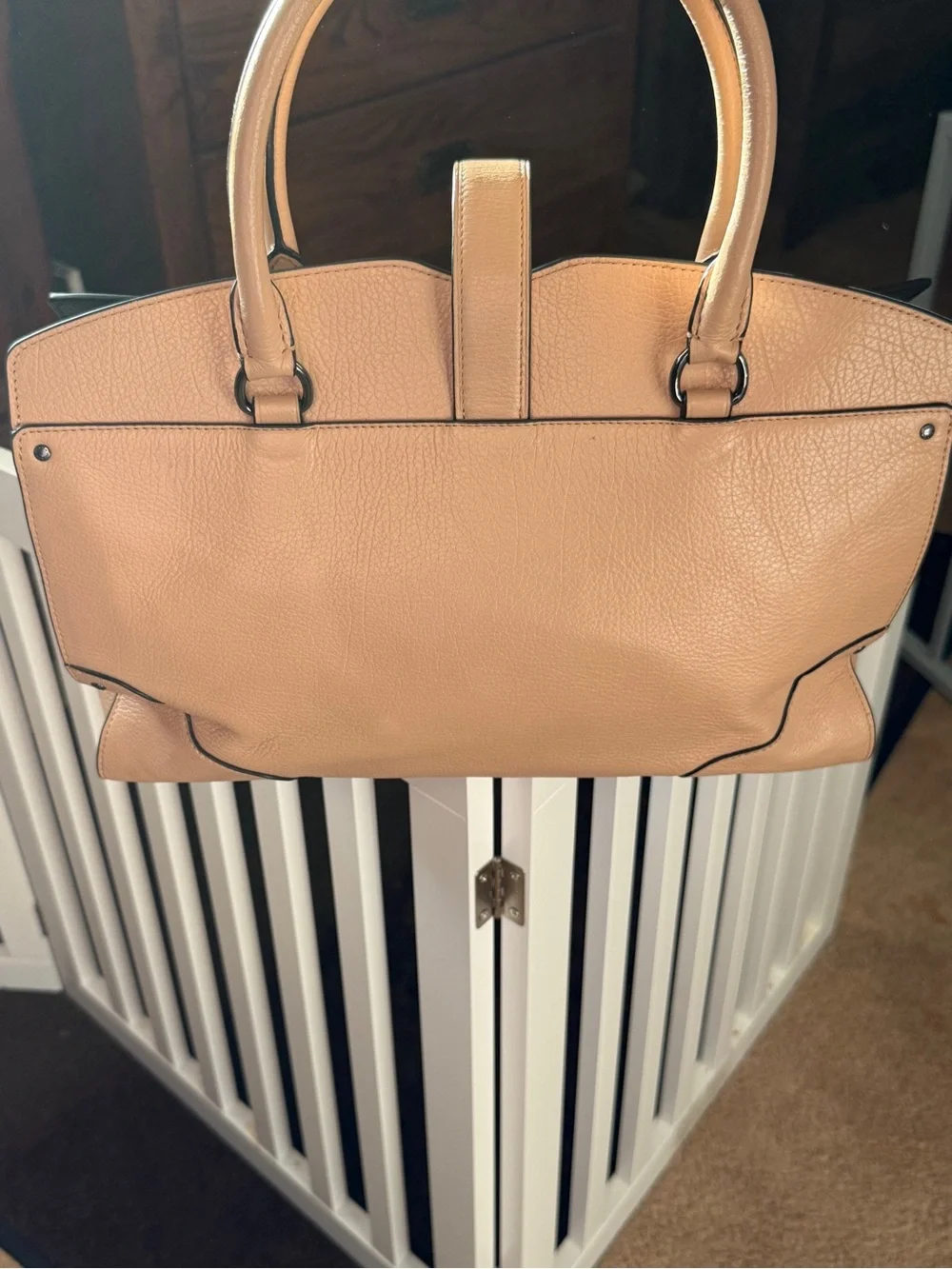Coach Mercer 30 Pebble Leather Satchel in Light Tan